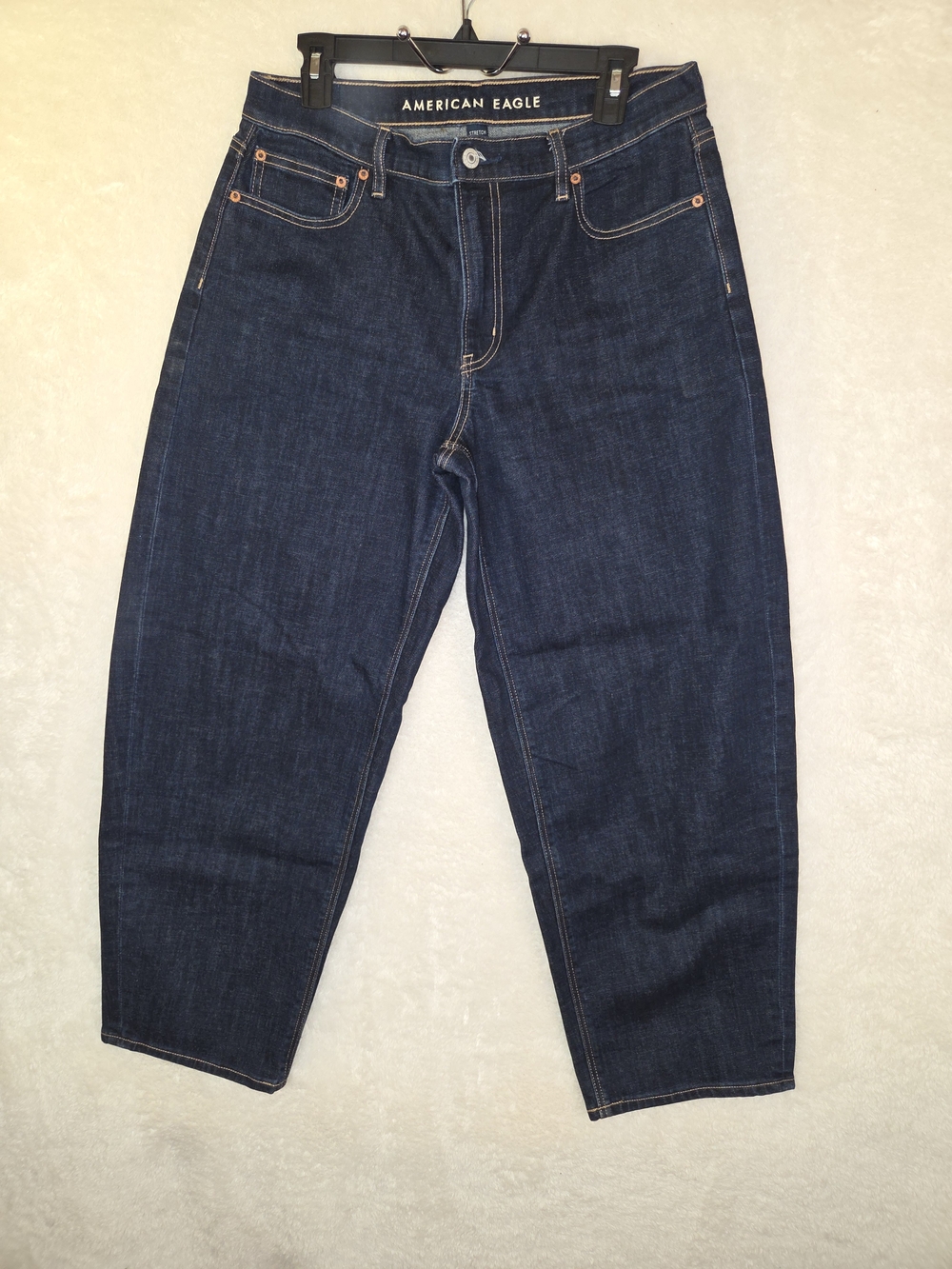 American Eagle Outfitters Barrel Jeans Womens Sz 8 Dark Blue Denim Tapered Leg